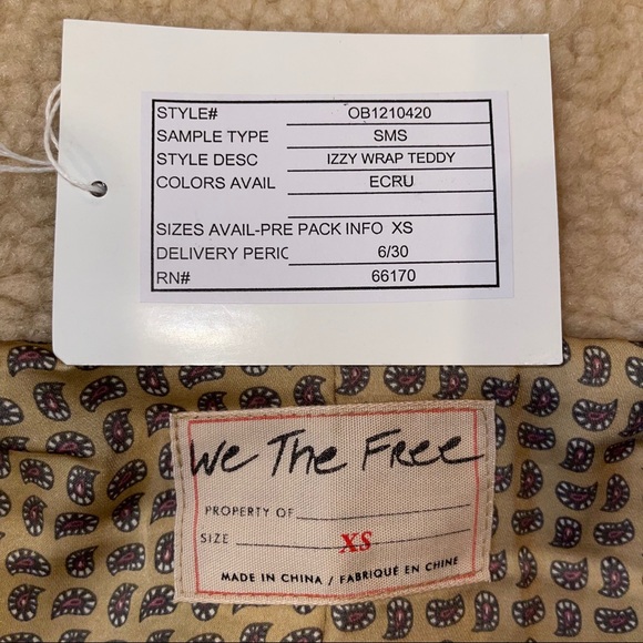 Free People Izzy Wrap Teddy Jacket Ecru Ivory - Picture 16 of 17